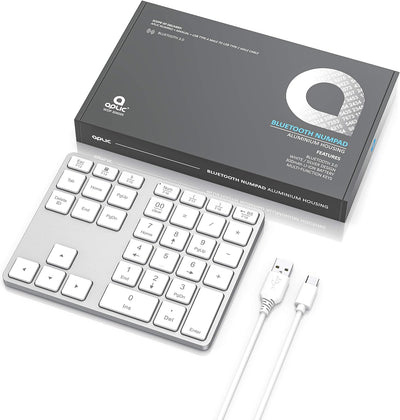 CSL - Bluetooth Numpad - Wireless Ziffernblock mit Multifunktionstasten – Keypad Aluminium - 35 Tast