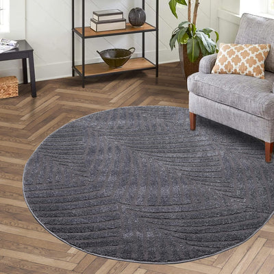 payé Teppich Rund Kurzflor - 160x160cm - Grau - Einfarbig Uni Geometrische Muster Modern Wohnzimmer