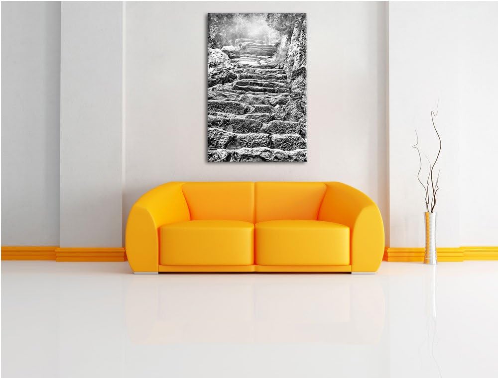 Pixxprint Schöne alte Steintreppe/Format: 100x70cm / Leinwandbild fertig bespannt Wandbild Kunstdruc