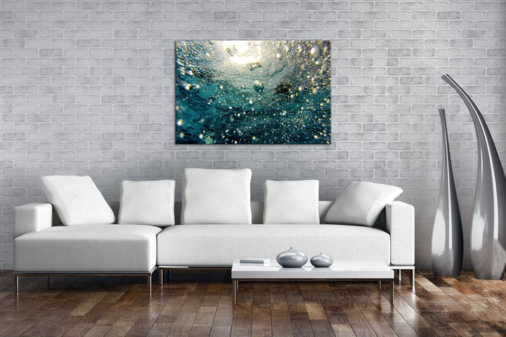 deyoli Luftblasen im blauen Wasser im Format: 100x70 als Leinwandbild, Motiv fertig gerahmt auf Echt