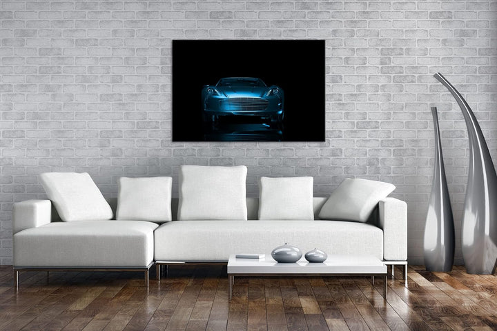 deyoli Dark Bronzefarbener Sportwagen Format 80x60 Effekt: Monocrome Blau als Leinwandbild, Motiv fe
