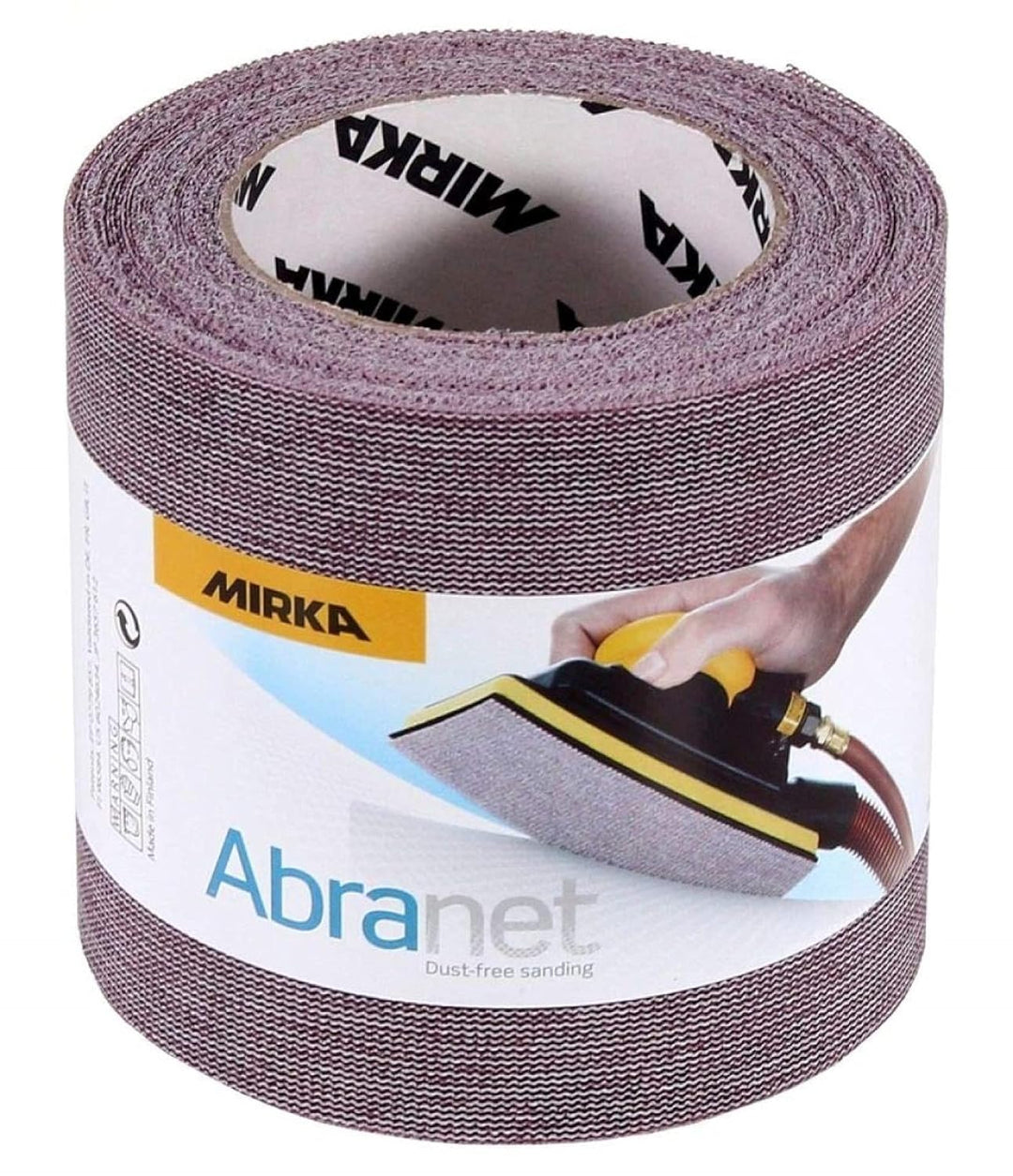 Mirka Abranet Netz-Schleifrolle 115 mm x 10 m Klett / Korn P100 / 1 Rolle / zum Schleifen von Holz,