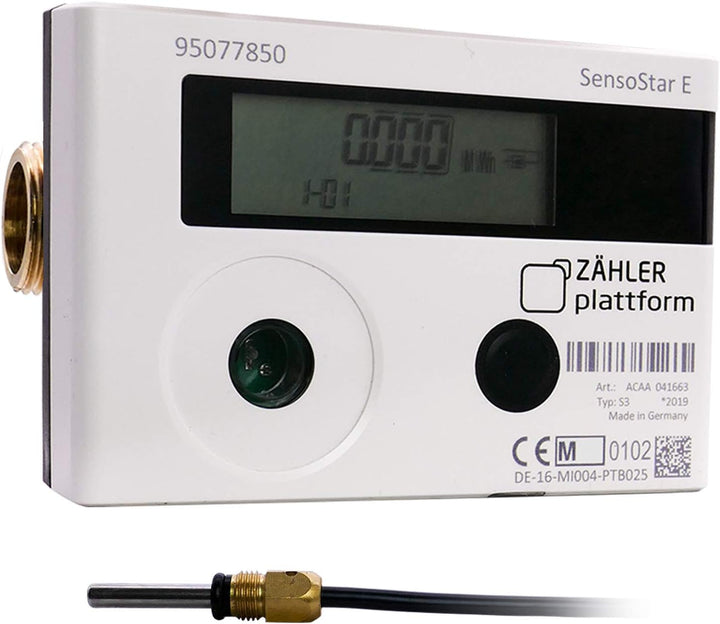 ZÄHLER plattform Wärmezähler Einstrahl Nenndurchfluss Qn 1,5 m³/h, Anschluss 3/4 Zoll, Baulänge 110