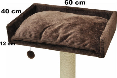 nanook Liegeplatz Top für Katzen-Kratzbaum mit Kissen gross XXL 60x40 cm - braun, braun