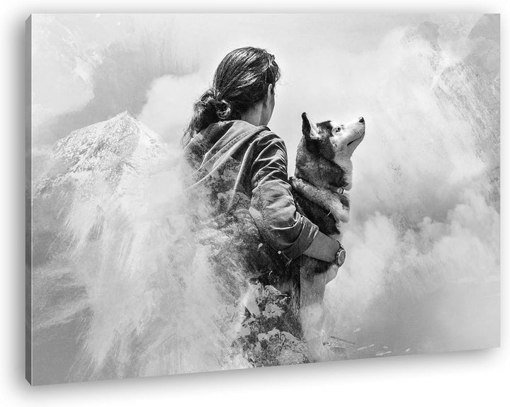deyoli edler Husky Format: 100x70 Effekt: Schwarz/Weiss als Leinwand, Motiv fertig gerahmt auf Echth