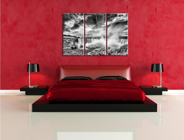 Pixxprint Niagarafälle bei Sonnenuntergang als Leinwandbild/Grösse: 3 Teilig (120x80 cm) cm/Wandbild