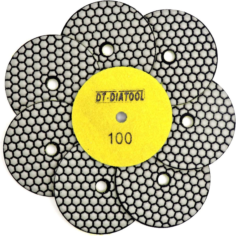 DT-DIATOOL Trockene Diamant Schleifpad 100mm 8 Stücke 