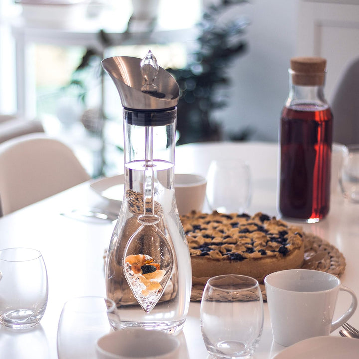 VitaJuwel HAPPINESS Edelsteinwasserset für Zuhause (Karaffe Era & Phiole) mit Jade, Orangencalzit, K