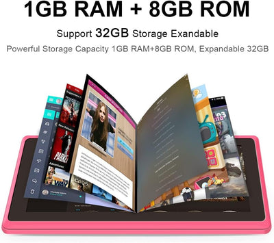 Haehne 7 Zoll Tablet PC, Android 5.0, A33 Quad Core, 1GB RAM 8GB ROM, Dual Kameras, WiFi, Bluetooth,
