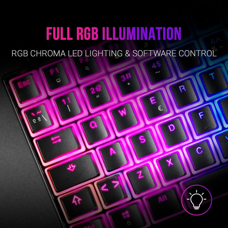 MARSGAMING MKULTRA, Mechanische Tastatur Schwarz RGB, Kompakt 96 prozent, Schalter Outemu SQ Blau, P