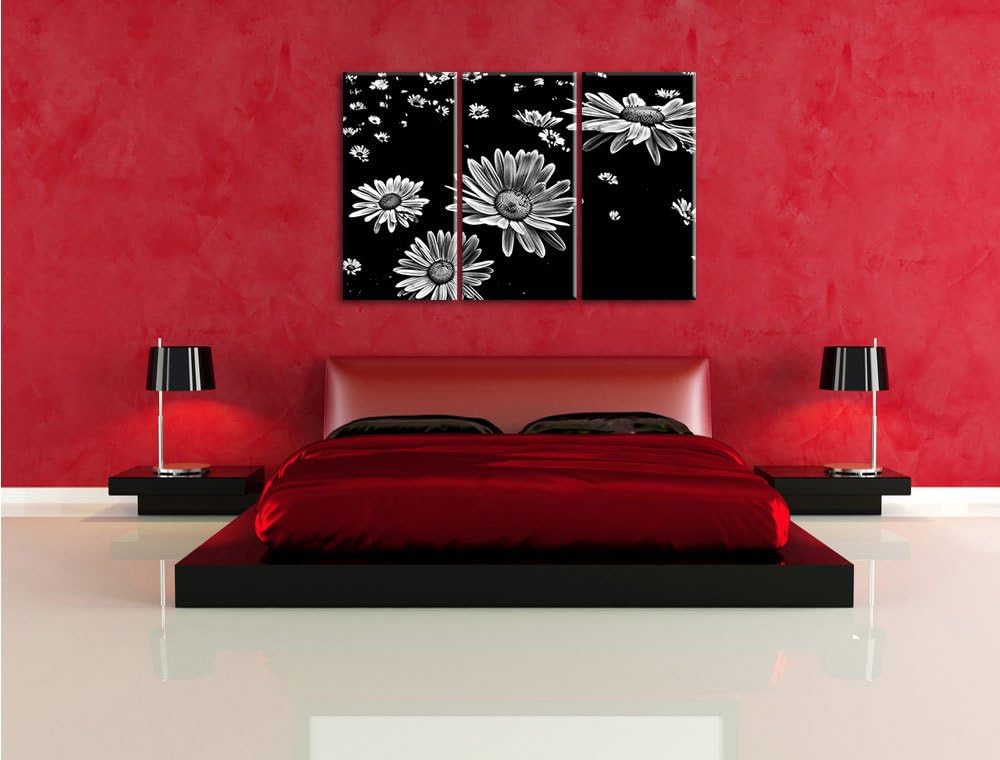 Pixxprint viele kleine Margeriten als Leinwandbild/Grösse: 3 Teilig (120x80) / Wandbild/Kunstdruck/f