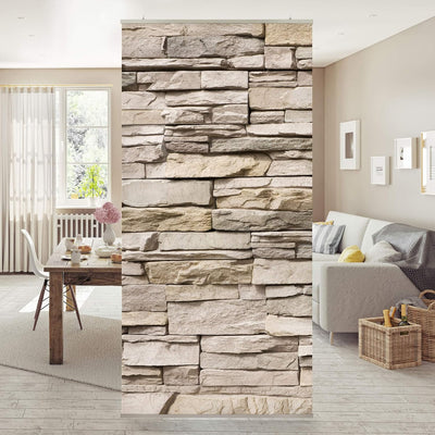 Bilderwelten Raumteiler Asian Stonewall Steinmauer helle Steine 250x120cm ohne Halterung, ohne Halte