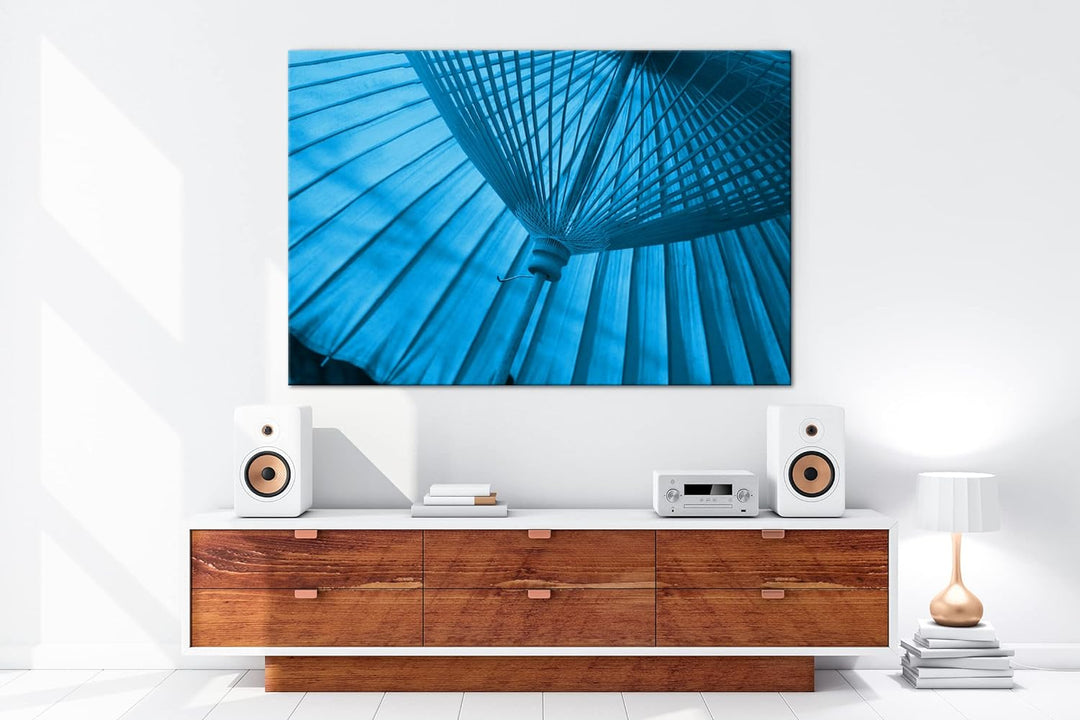 deyoli japanische traditioneller Regenschirm Format 80x60 Effekt: Monocrome Blau als Leinwandbild, M