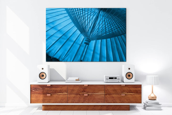 deyoli japanische traditioneller Regenschirm Format 80x60 Effekt: Monocrome Blau als Leinwandbild, M