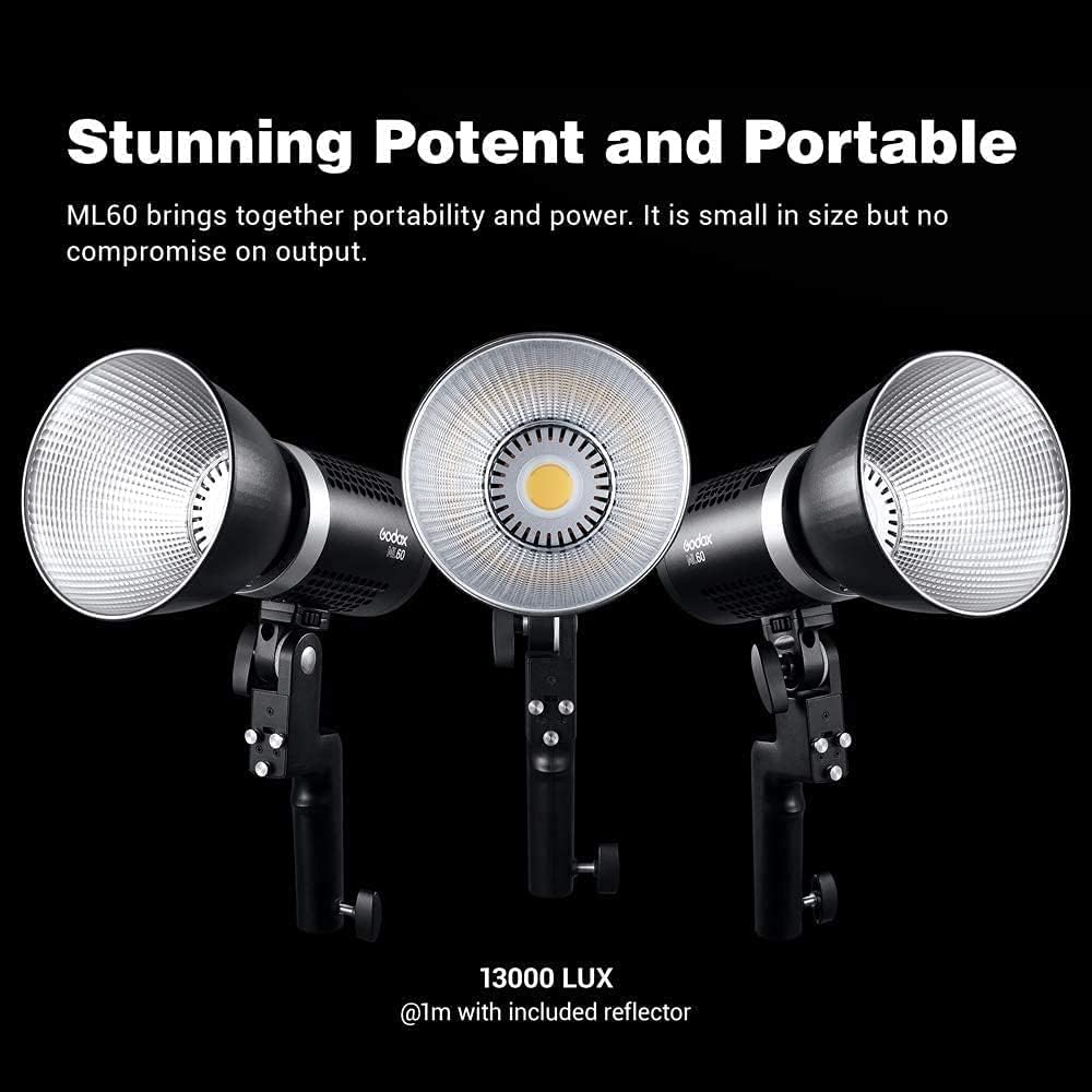Godox Tragbares LED-Videolicht, 8 Lichteffekte, Leiser Lüftermodus, 0%-100% Helligkeitsanpassung für
