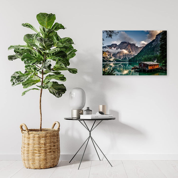 Feeby Bild auf Vlies Leinwand Berggipfelwald 100x70 cm Kunstdruck Modern Wandbilder Deko Flur Wohnzi