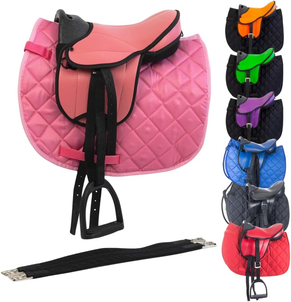 Marengos - Shettysattel-Set | Sattel für Holzpferd & Shetty | mit Sattelgurt, Schabracke, Steigbügel