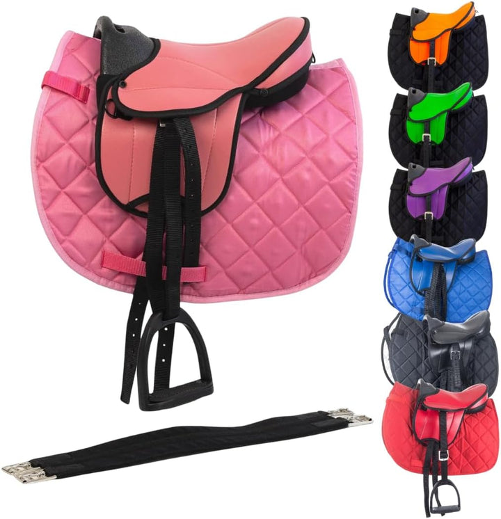 Marengos - Shettysattel-Set | Sattel für Holzpferd & Shetty | mit Sattelgurt, Schabracke, Steigbügel