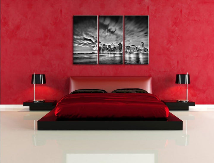 Pixxprint Skyline New York als Leinwandbild/Grösse: 3 Teilig (120x80 cm) cm/Wandbild/Kunstdruck/fert