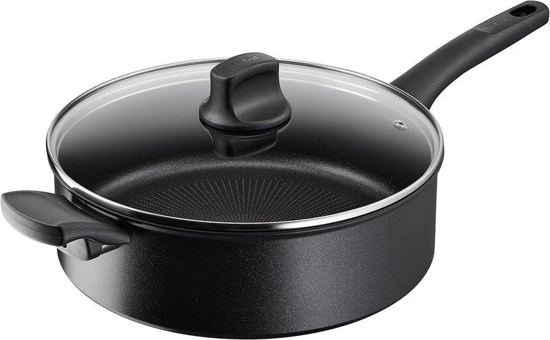 Tefal G28837 Hard Titanium On Schmorpfanne mit Deckel 28 cm | Aluminium | unbedenkliche Antihaftvers