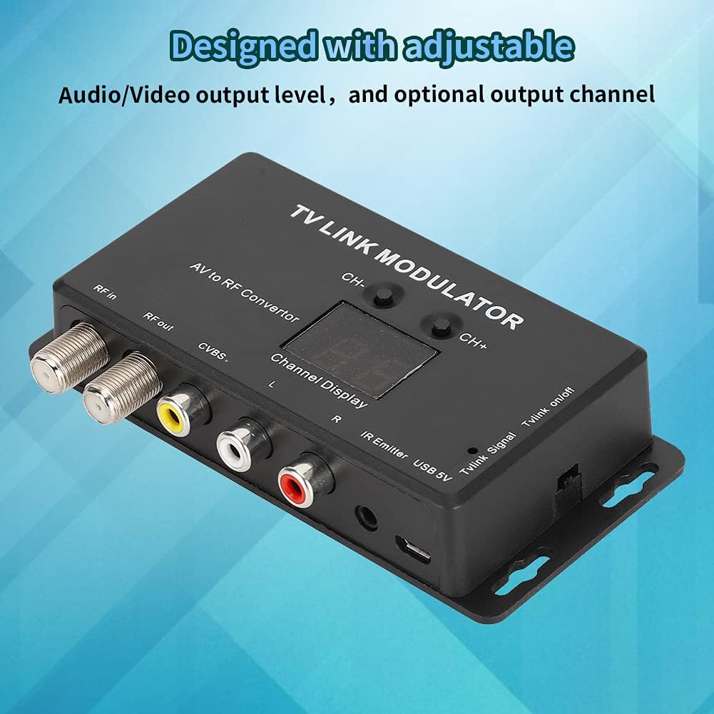 ASHATA UHF-Modulator, TM70 UHF-TV-LINK-Modulator AV-zu-HF-Wandler IR-Extender mit Kanalanzeige, unte
