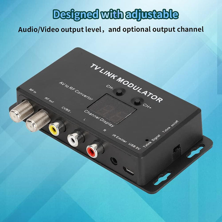 ASHATA UHF-Modulator, TM70 UHF-TV-LINK-Modulator AV-zu-HF-Wandler IR-Extender mit Kanalanzeige, unte