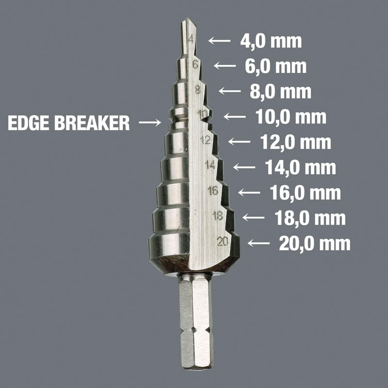 Wera 05104672001 843 Stufenbohrer-Bit, 4-20 mm, Farbe, Size