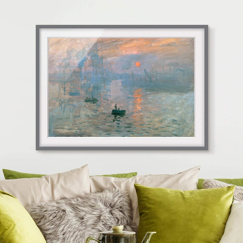 Bild mit Passepartout - Claude Monet - Impression - Farbe Grau 70 x 100cm 70cm x 100cm Grau, 70cm x