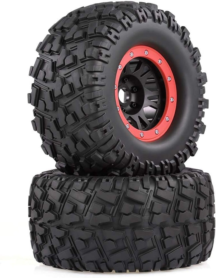 KEEDA 2PCS 165mm Gummi Reifen und Beadlock Felgen 17mm Sechskant Räder für 1/8 TRAXXAS Redcat HPI HS