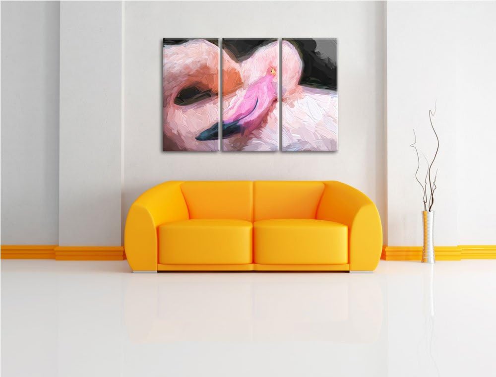eleganter Flamingo schwarz/weiss Deluxe 3-Teiler Leinwandbild 120x80 Bild auf Leinwand, XXL riesige