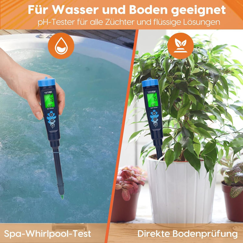 Digitales Boden pH Messgerät,Boden und Wasser pH Tester, hochwertiges pH Messgerät für den Heimgebra