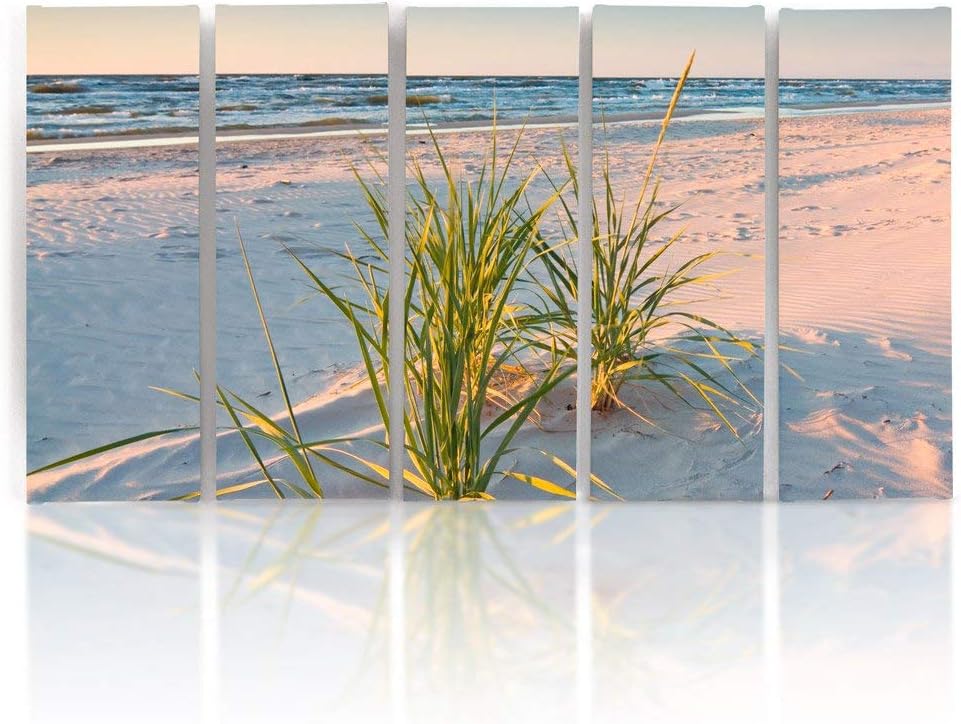 Feeby Frames, Leinwandbild Bilder Wand Bild - 5 Teile - Wandbilder Kunstdruck (GRÜNES Gras) 200x100