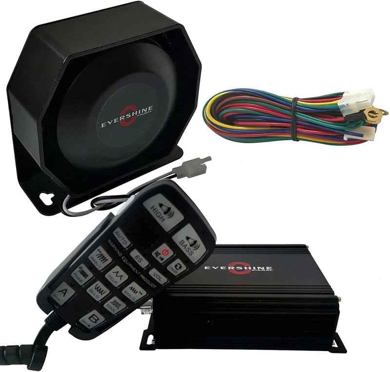 Evershine Signal 100 W Polizei-Sirene und Lautsprecher mit Lautstärke, verstellbar, kabelgebunden, P