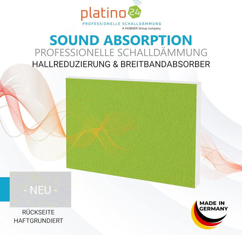 platino24 Schallabsorber Set aus Basotect G+ mit Akustikfilz, 4 Absorberelemente Rechteck je 825x550