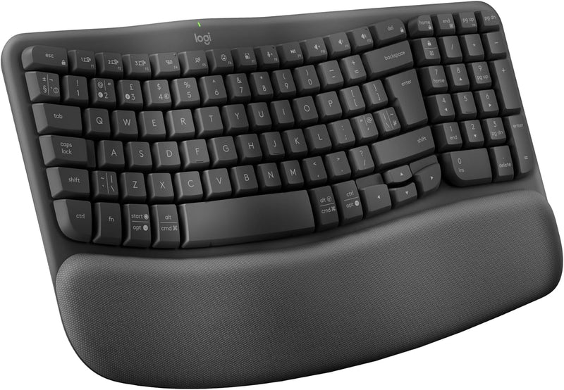 Logitech Wave Keys kabellose ergonomische Tastatur - Grafit, Englishes QWERTY-Layout, Tastatur