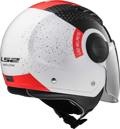 LS2 Helm Motorrad of562 Airflow, Condor, noir blanc rouge, Schwarz white red, L L Schwarz white red,