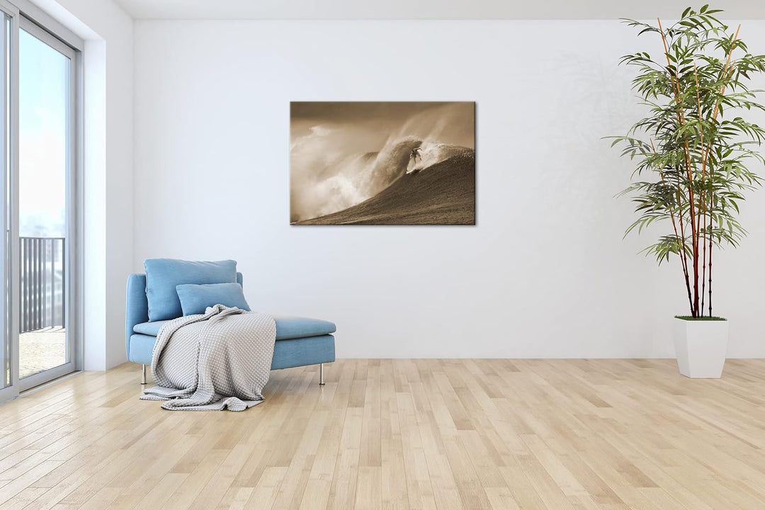 deyoli Surf Aktion Format: 60x40 cm Effekt: Sepia als Leinwandbild, Motiv fertig gerahmt auf Echthol