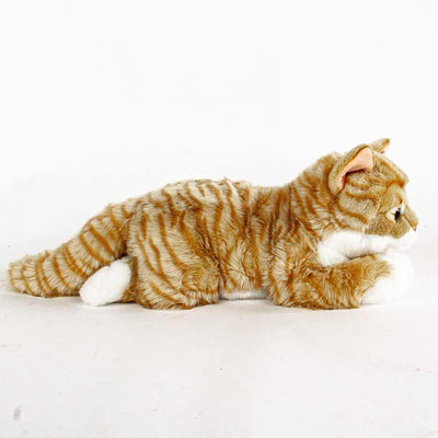 Teddys Rothenburg Uni-Toys Kuscheltier Katze liegend rot/weiss getigert 40 cm Plüschkatze