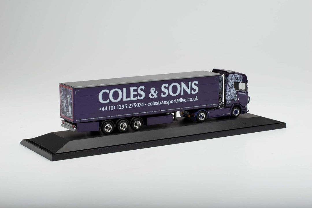 herpa 122108 Scania CS 20 HD Gardinenplanen-Sattelzug Coles & Sons in Miniatur zum Basteln Sammeln u