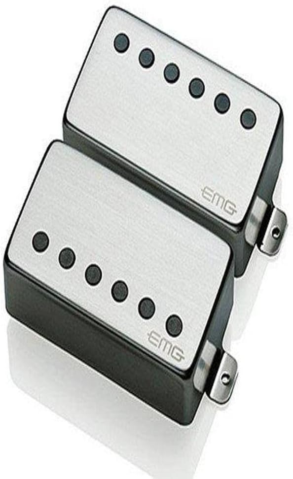 EMG 57/66 Bridge and Neck Humbucker Guitar Pickups Set, Brushed Chrome gebürstetes chrom, gebürstete