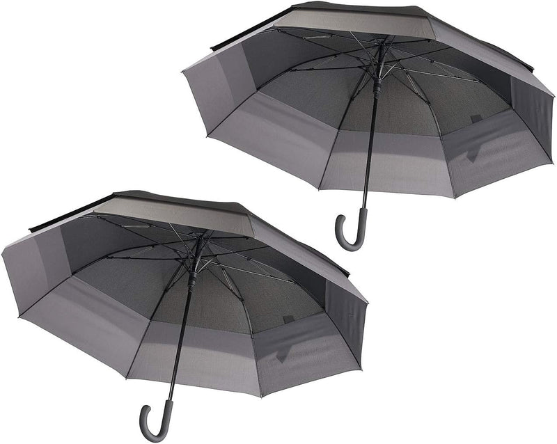 Carlo Milano Regenschirm windfest: 2er-Set Grosser XXL-Automatik-Stockschirm, windfest, Ø 130 cm (Re