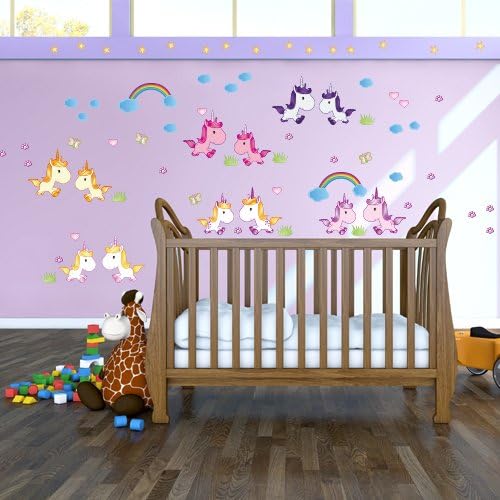 Wandkings Einhörner Wandsticker Megapack Set, 72 Aufkleber, Gesamtfläche 260 x 70 cm