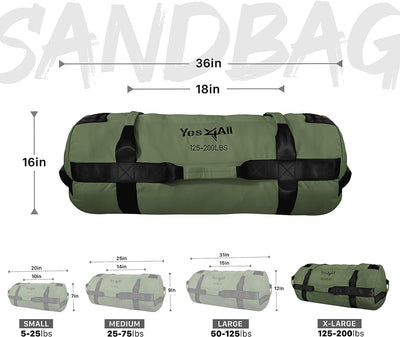 Yes4All Verstellbar Gewichtssack für Fitness mit 7 Griffe - Power bag ideal für Krafttraining, Ungef