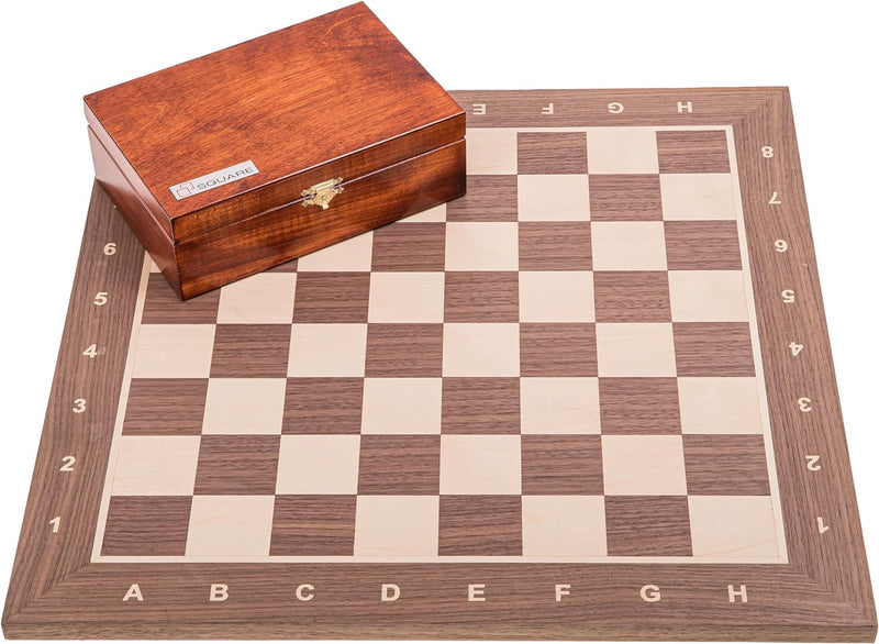 Square - Pro Schach Set Nr. 6 - NUSS - Schachbrett + Schachfiguren Staunton 6 + Kasten - Schachspiel