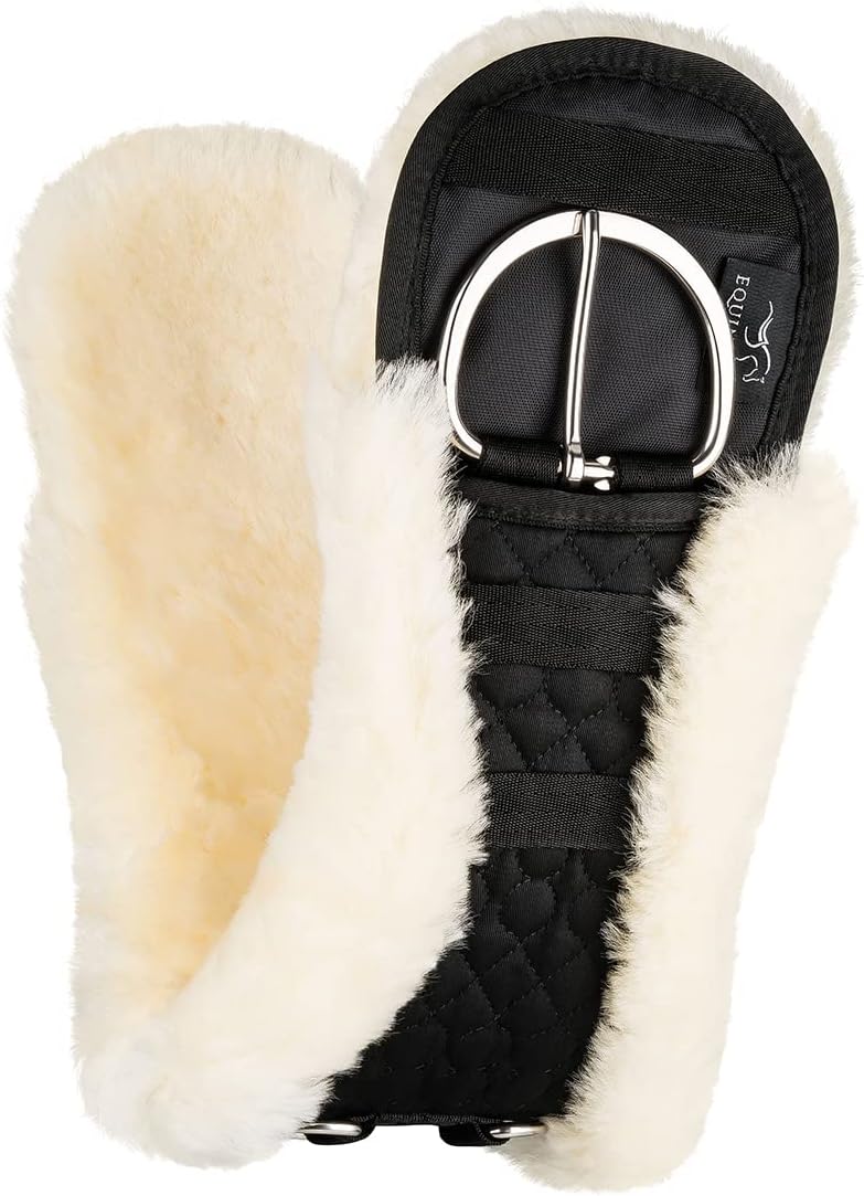 Equinate Westerngurt Classical mit echtem Lammfell - anatomischer Sattelgurt Western Bauchgurt 65 70