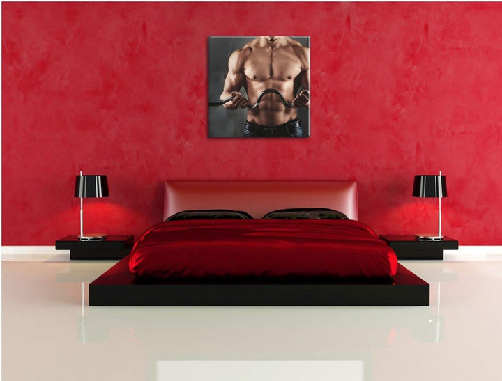Pixxprint Bodybuilding, Format: 70x70 auf Leinwand, XXL riesige Bilder fertig gerahmt mit Keilrahmen