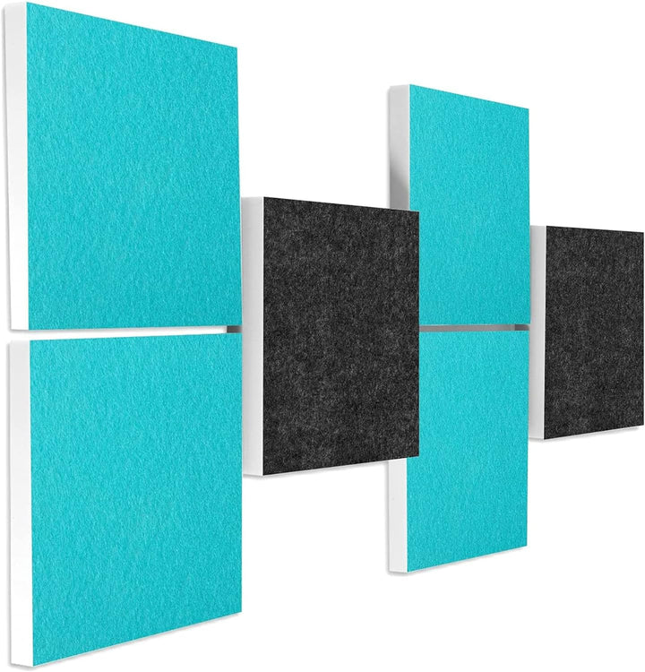 platino24 Schallabsorber 3D Set Colore aus Basotect G+ mit Akustikfilz, 6 Absorberelemente Quadrat 2