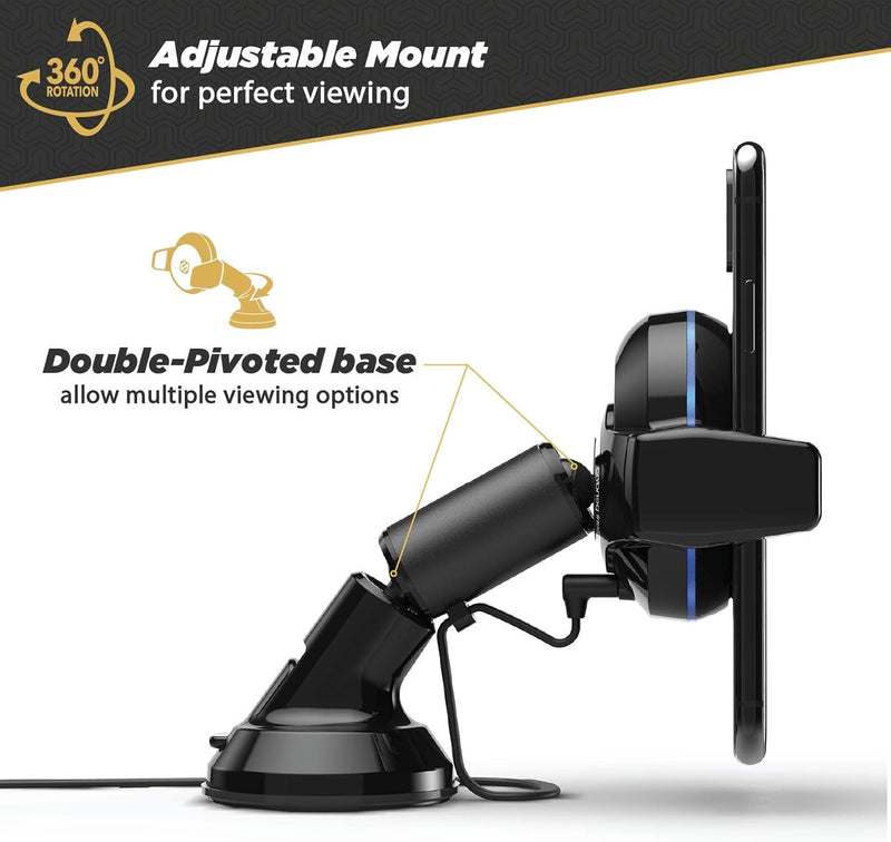 Scosche MagicGrip Sense and Grip Phone Mount - Wireless Charging, for Qi-Enabled Devices - Suction C