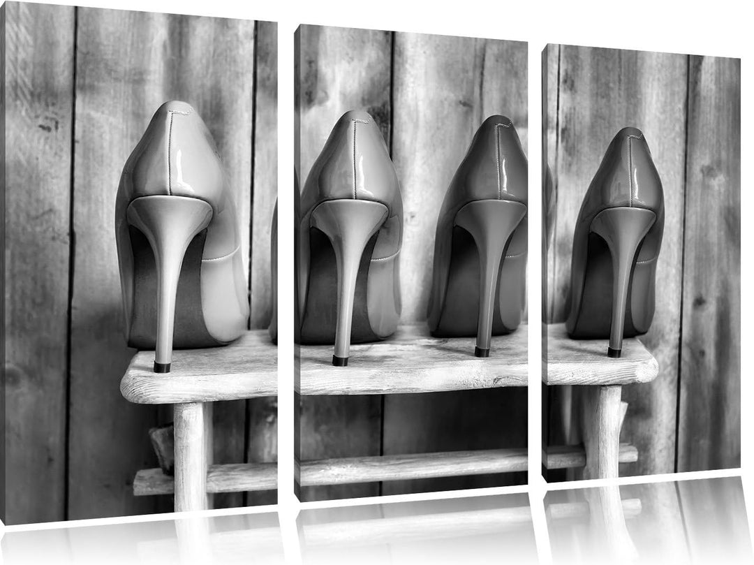 Pixxprint Bunte High Heels als Leinwandbild | Grösse: 3 Teilig (120x80) | Wandbild| Kunstdruck | fer