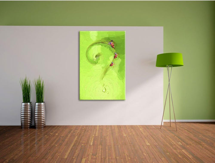 Pixxprint Marienkäfer Folgen dem Fragezeichen Kunst Pinsel Effekt, Format: 100x70 auf Leinwand, XXL